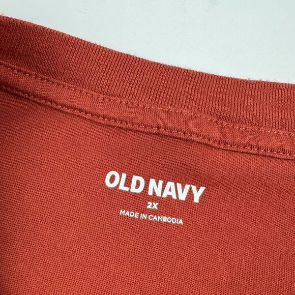 Old Navy Short Sleeve Rust Orange Flutter Sleeve Combination Top Size 2X - Picture 8 of 12